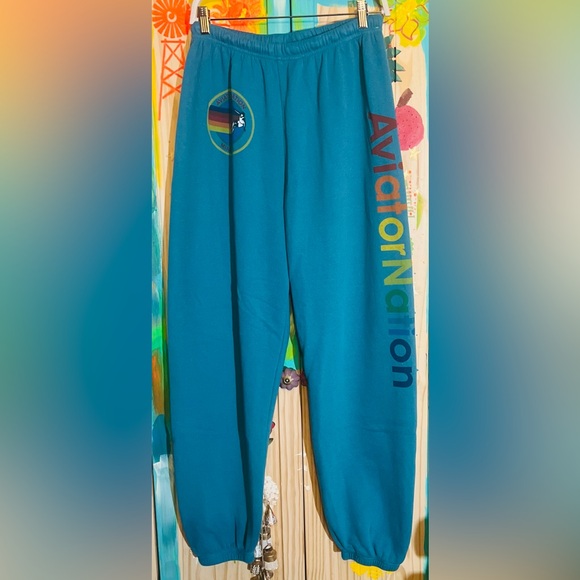 Aviator Nation Pants - Aviator Nation Teal Sweat Pants